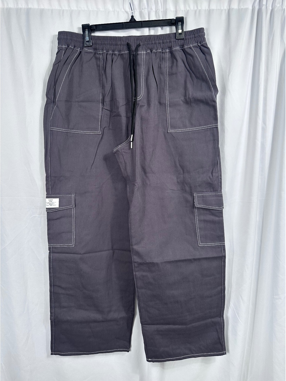Zaful Forever Young Gray Cargo Pants with Drawstring Waist XL